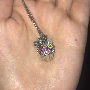 Betsey Johnson Crystal Cupcake necklace